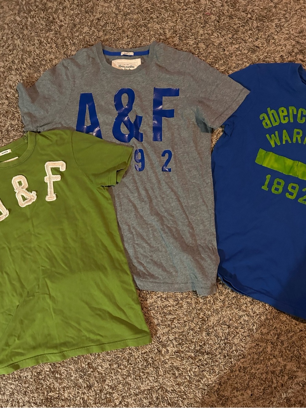 Abercrombie & Fitch Grey Tee with Blue A&F Graphic